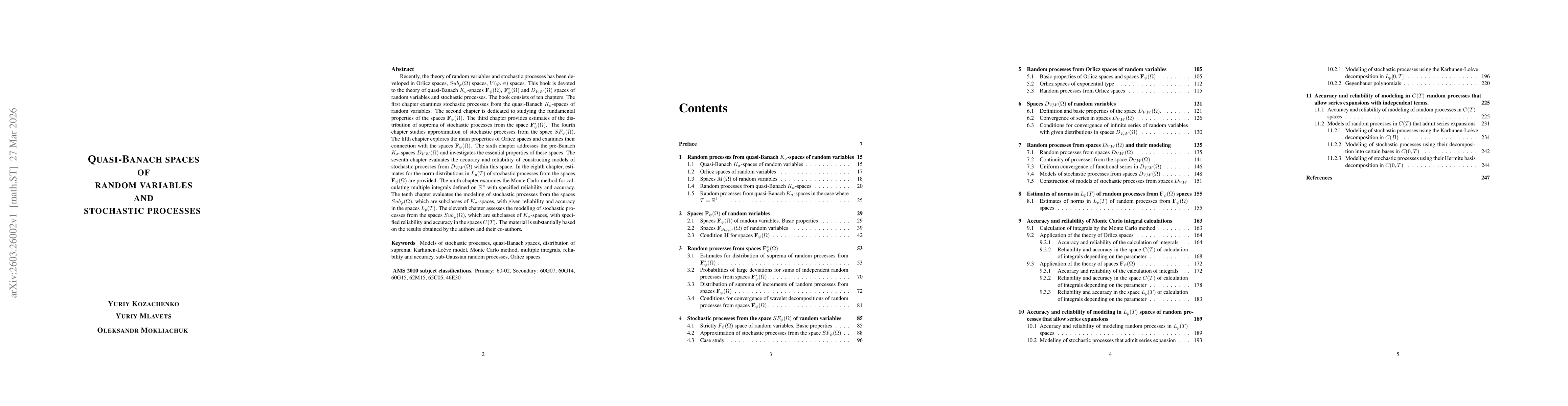 Thumbnail for Quasi-Banach spaces of random variables and stochastic processes