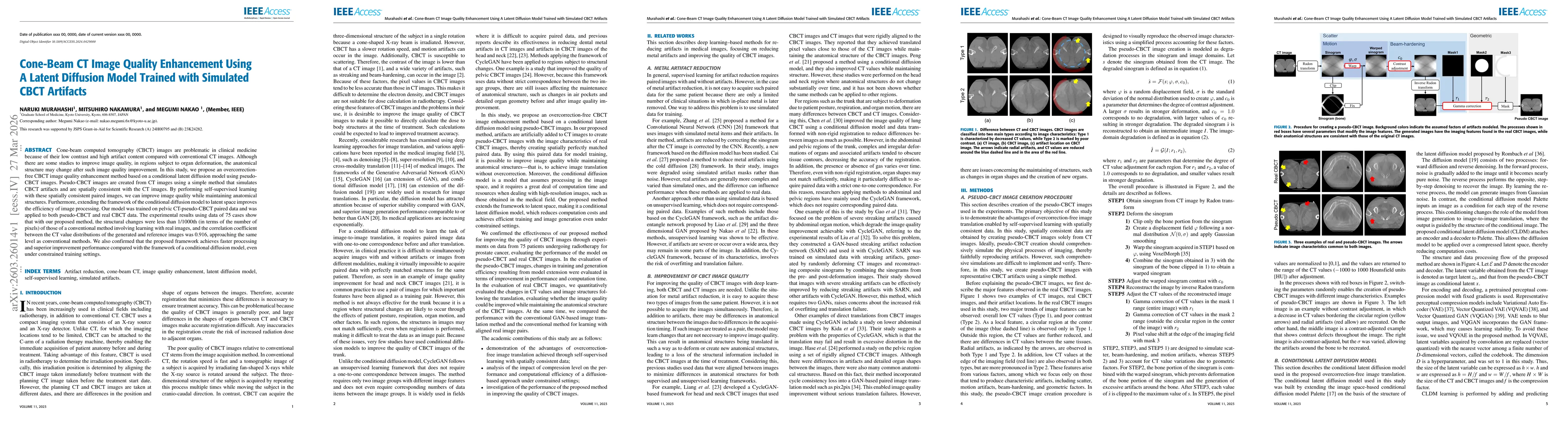 Thumbnail for Cone-Beam CT Image Quality Enhancement Using A Latent Diffusion Model Trained with Simulated CBCT Artifacts