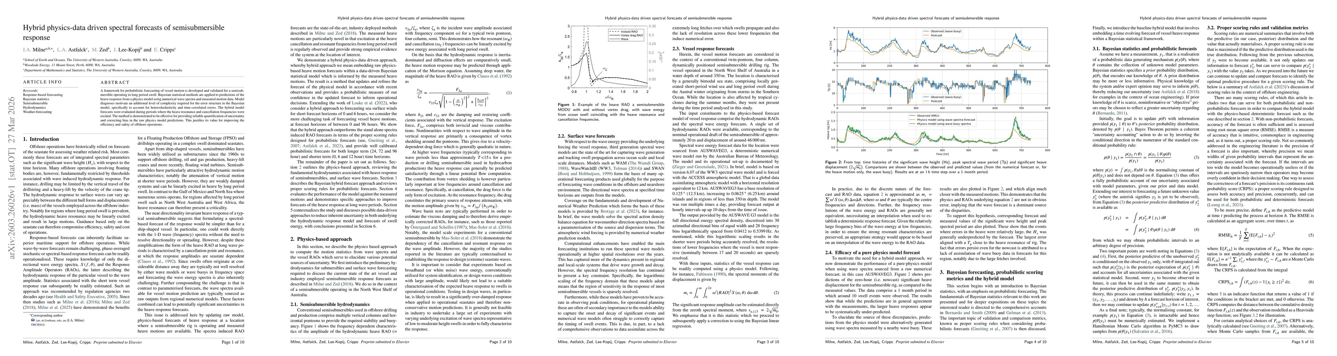 Thumbnail for Hybrid physics-data driven spectral forecasts of semisubmersible response