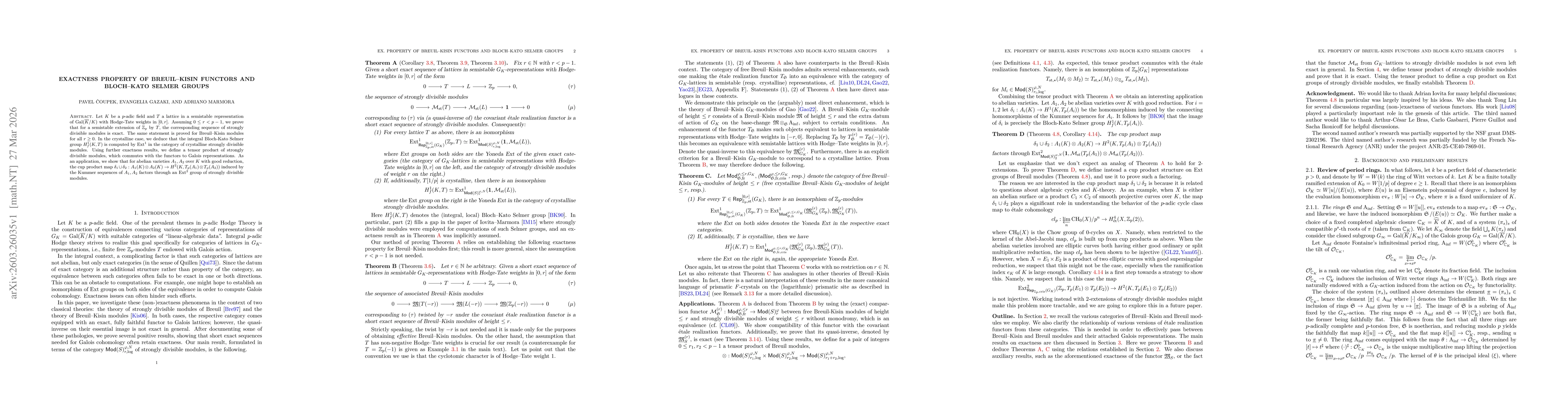Thumbnail for Exactness property of Breuil-Kisin functors and Bloch-Kato Selmer groups