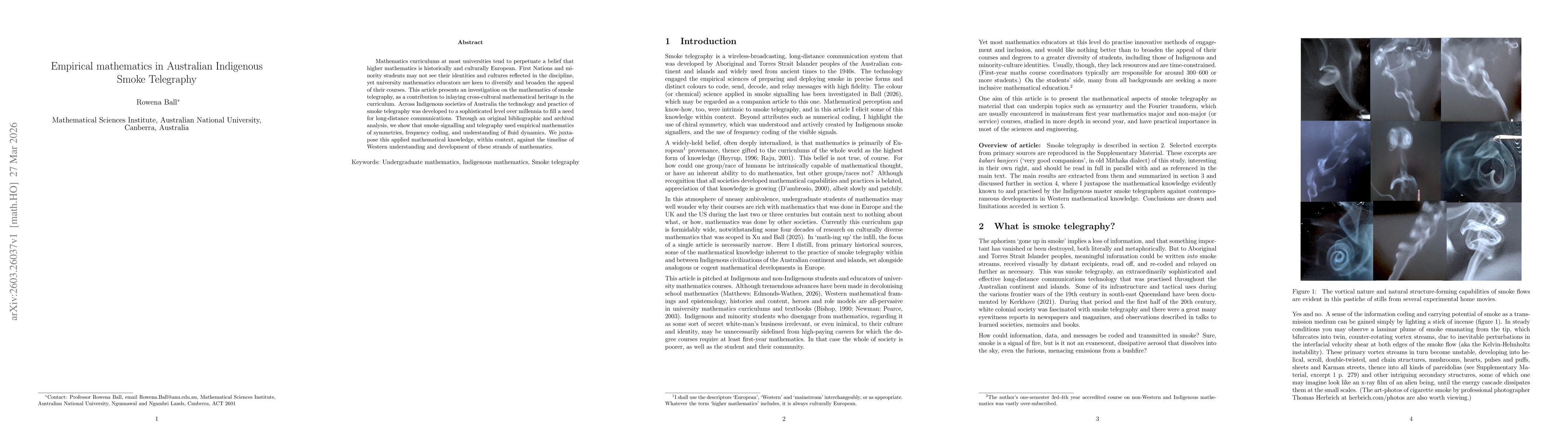 Thumbnail for Empirical mathematics in Australian Indigenous Smoke Telegraphy