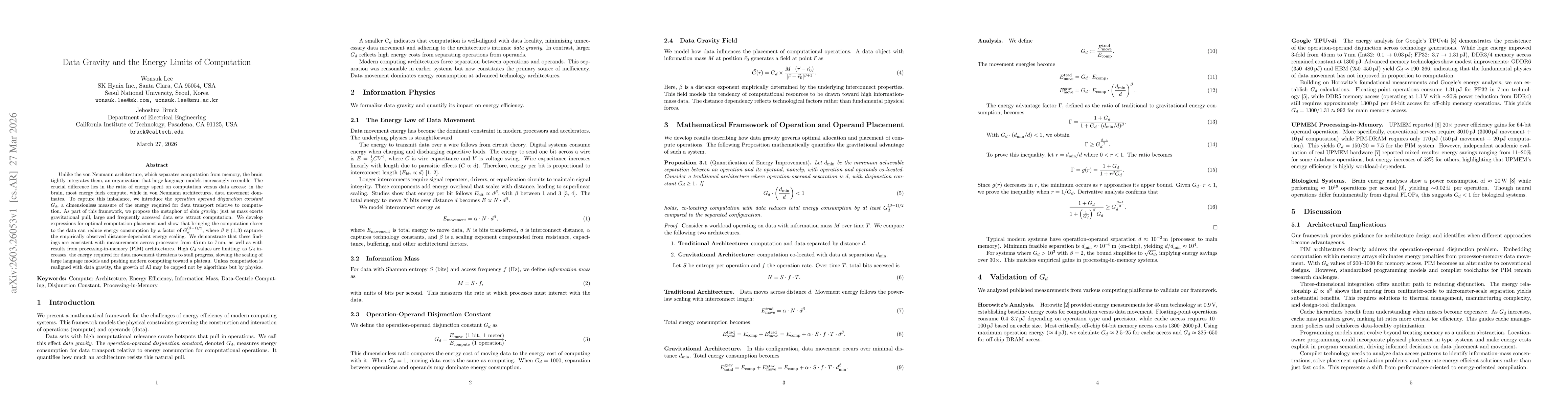 Thumbnail for Data Gravity and the Energy Limits of Computation