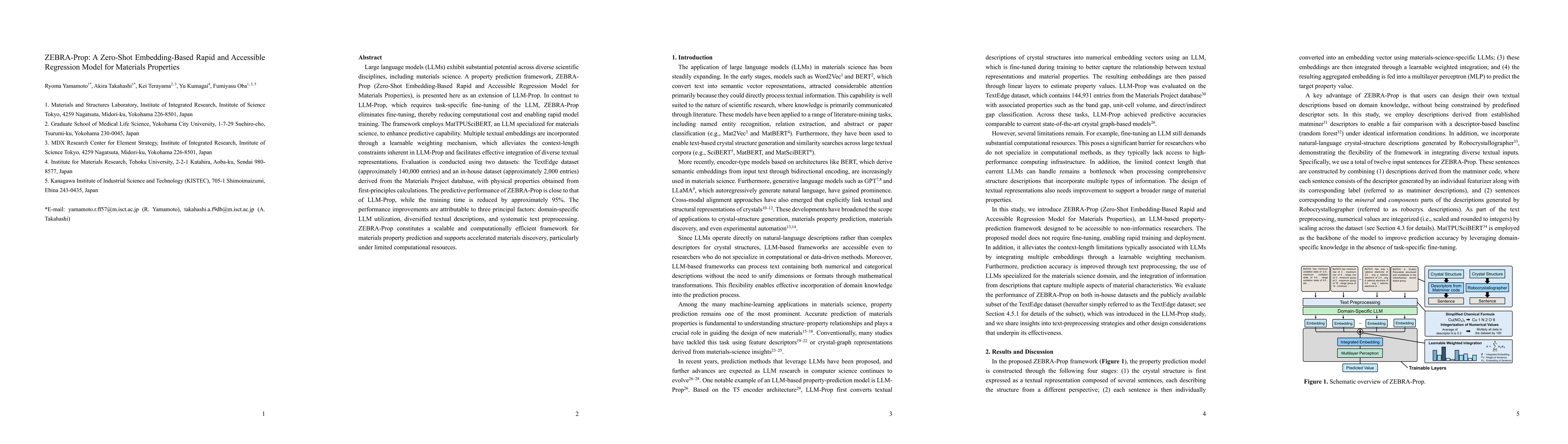 Thumbnail for ZEBRA-Prop: A Zero-Shot Embedding-Based Rapid and Accessible Regression Model for Materials Properties