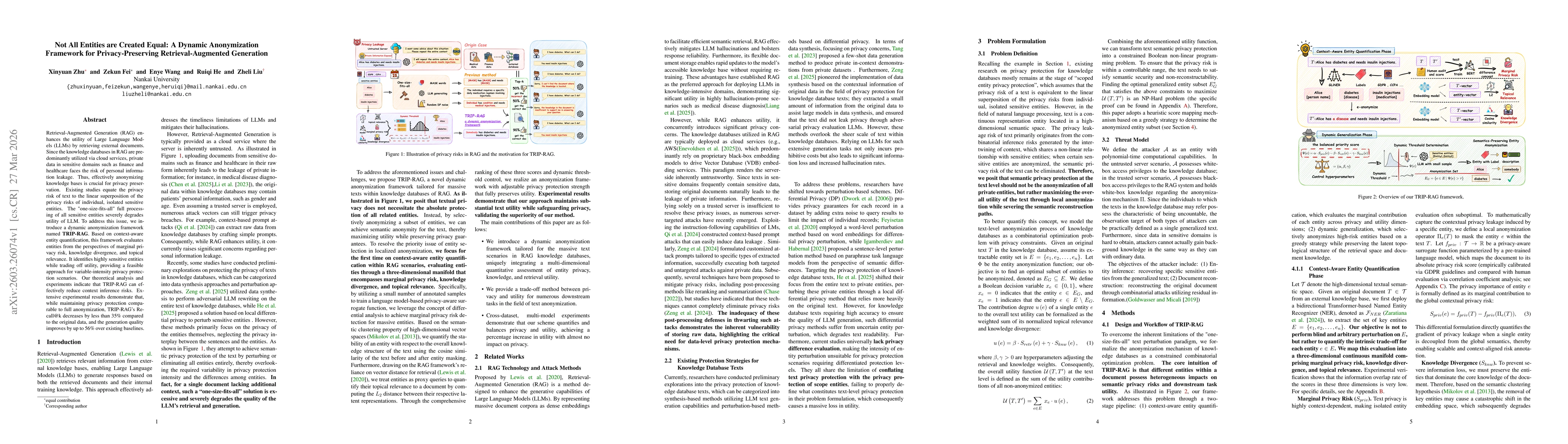 Thumbnail for Not All Entities are Created Equal: A Dynamic Anonymization Framework for Privacy-Preserving Retrieval-Augmented Generation