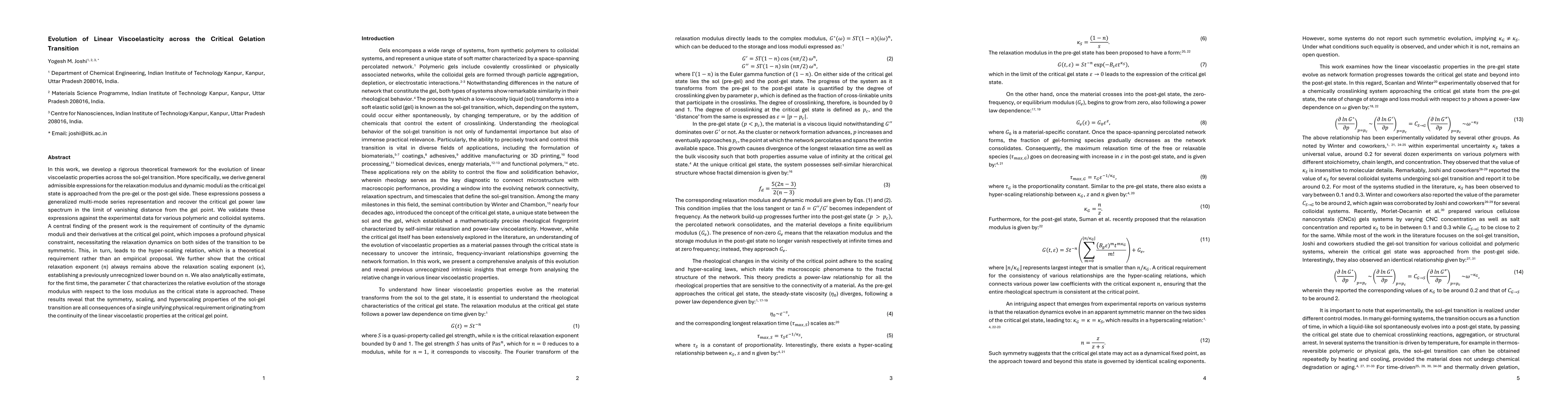 Thumbnail for Evolution of Linear Viscoelasticity across the Critical Gelation Transition