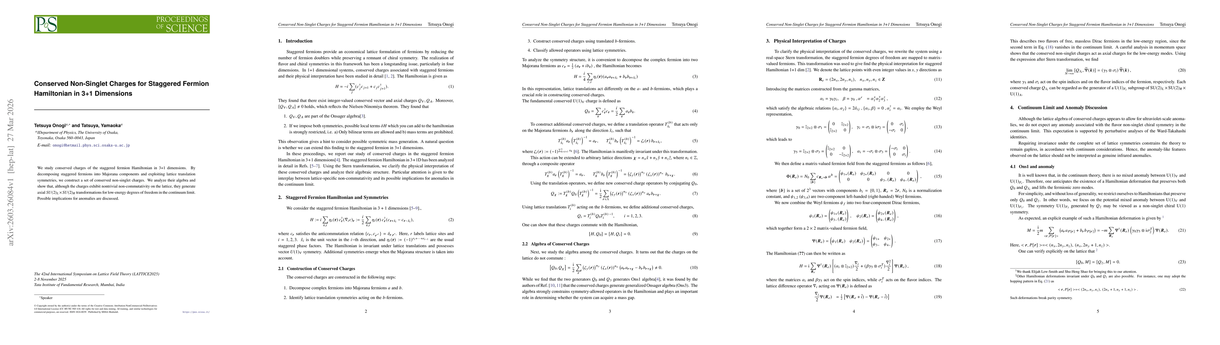 Thumbnail for Conserved Non-Singlet Charges for Staggered Fermion Hamiltonian in 3+1 Dimensions