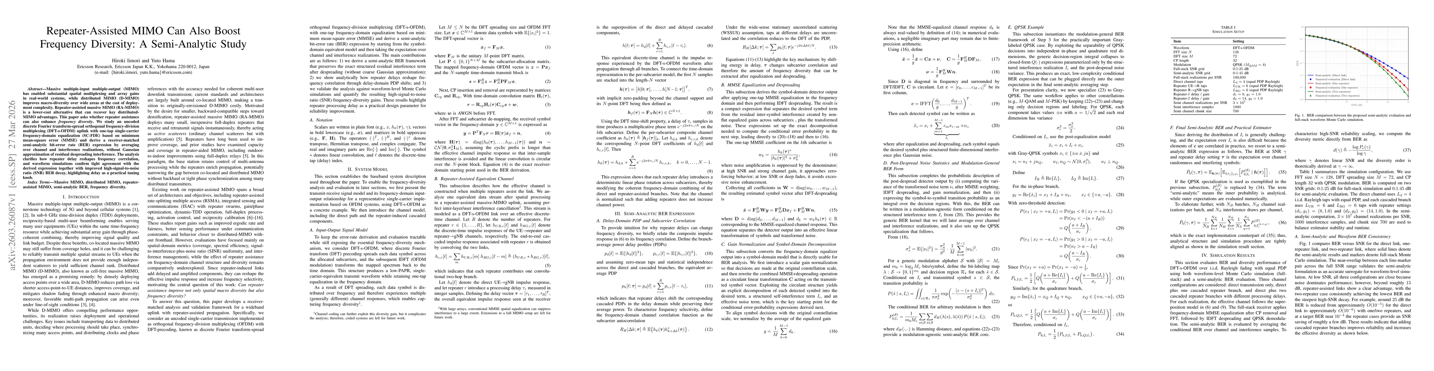 Thumbnail for Repeater-Assisted MIMO Can Also Boost Frequency Diversity: A Semi-Analytic Study