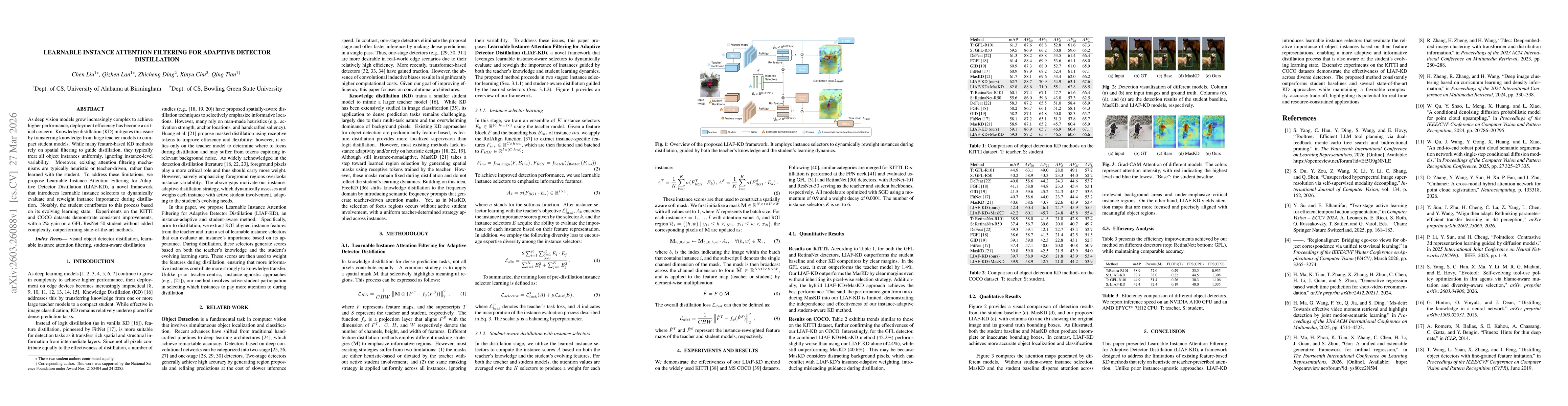 Thumbnail for Learnable Instance Attention Filtering for Adaptive Detector Distillation