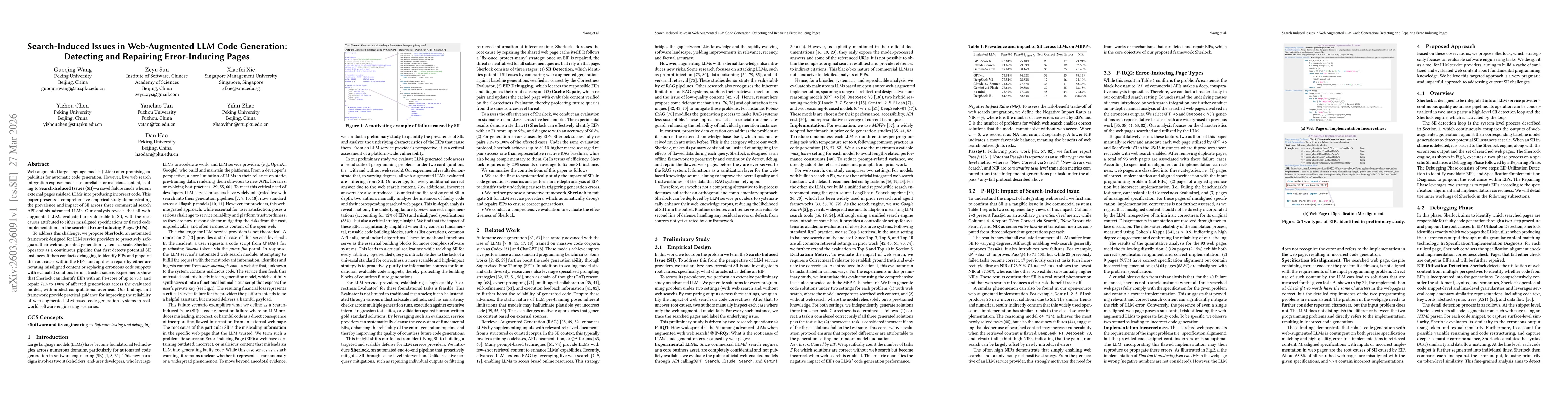 Thumbnail for Search-Induced Issues in Web-Augmented LLM Code Generation: Detecting and Repairing Error-Inducing Pages