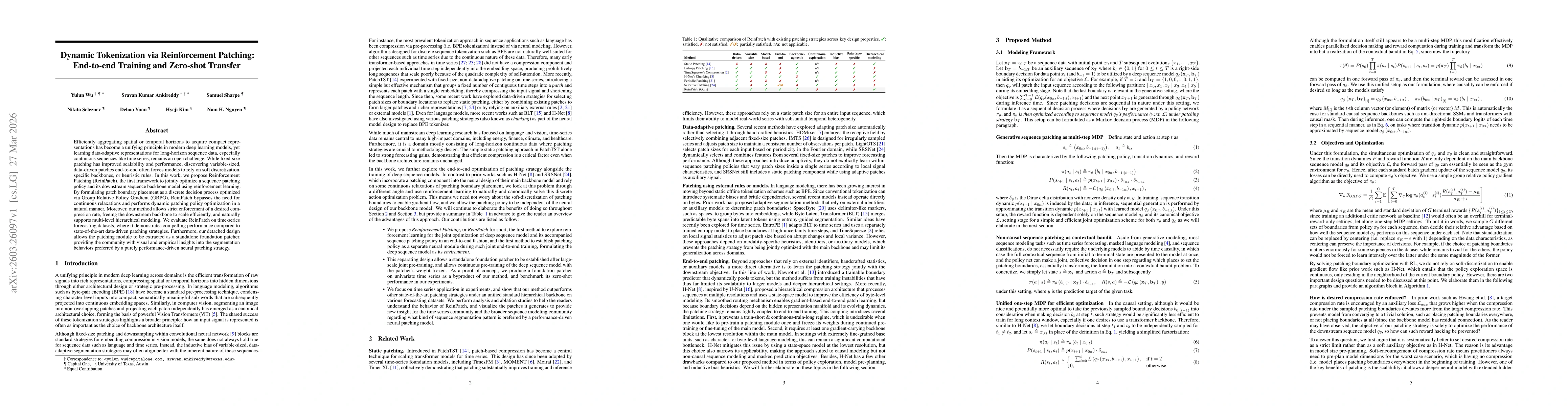 Thumbnail for Dynamic Tokenization via Reinforcement Patching: End-to-end Training and Zero-shot Transfer