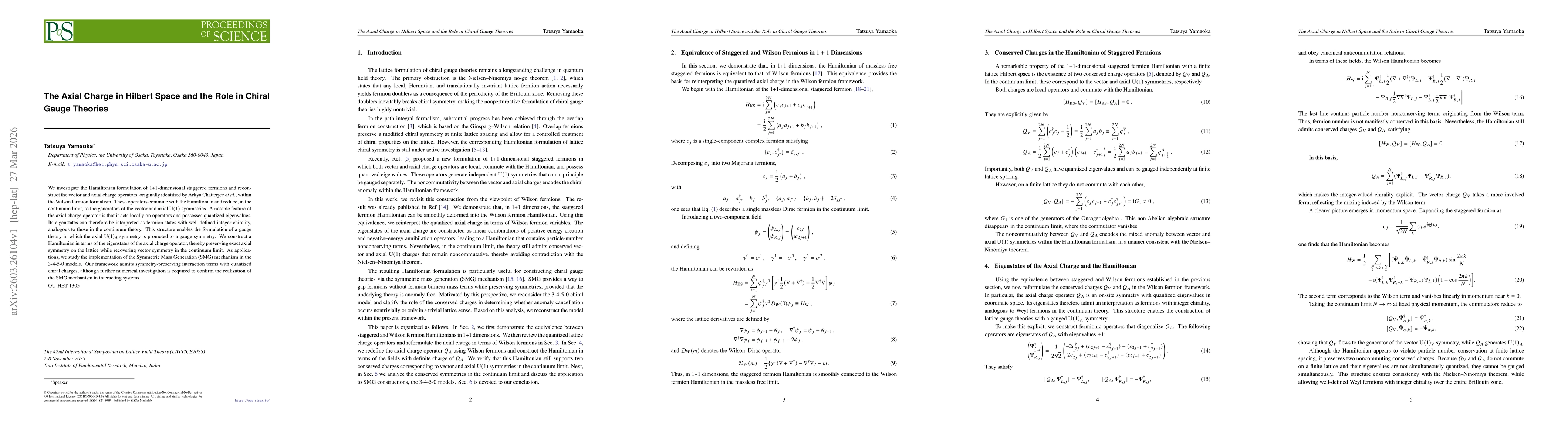 Thumbnail for The Axial Charge in Hilbert Space and the Role in Chiral Gauge Theories