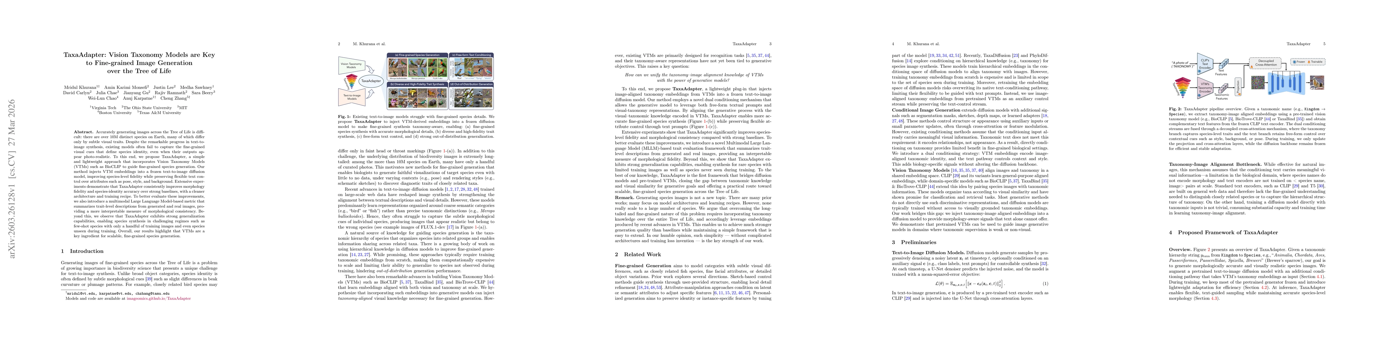 Thumbnail for TaxaAdapter: Vision Taxonomy Models are Key to Fine-grained Image Generation over the Tree of Life