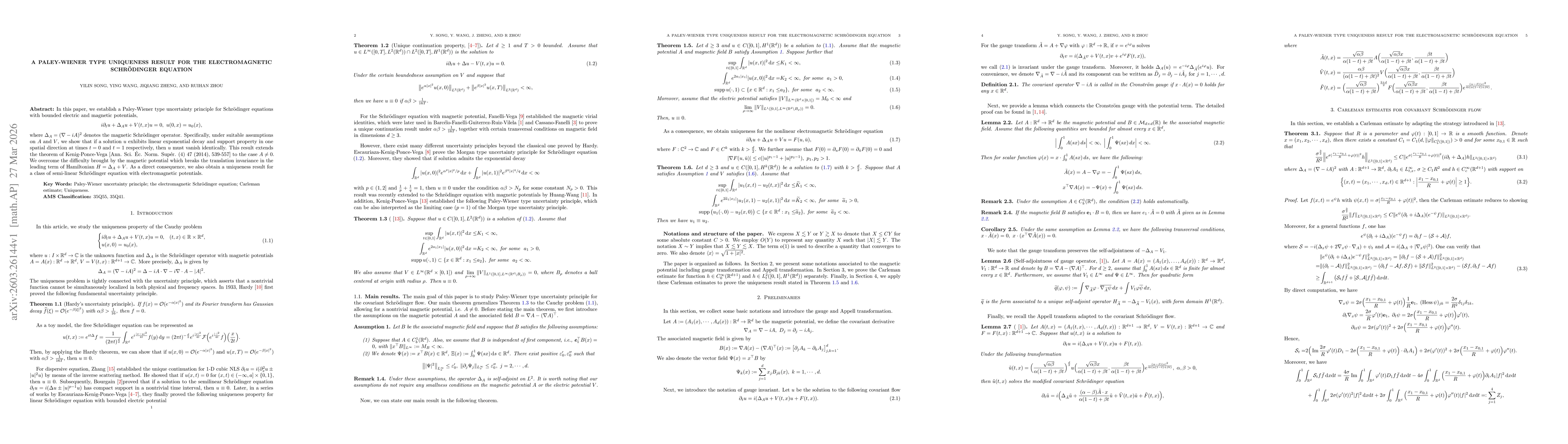 Thumbnail for A Paley-Wiener type uniqueness result for the electromagnetic Schrödinger equation