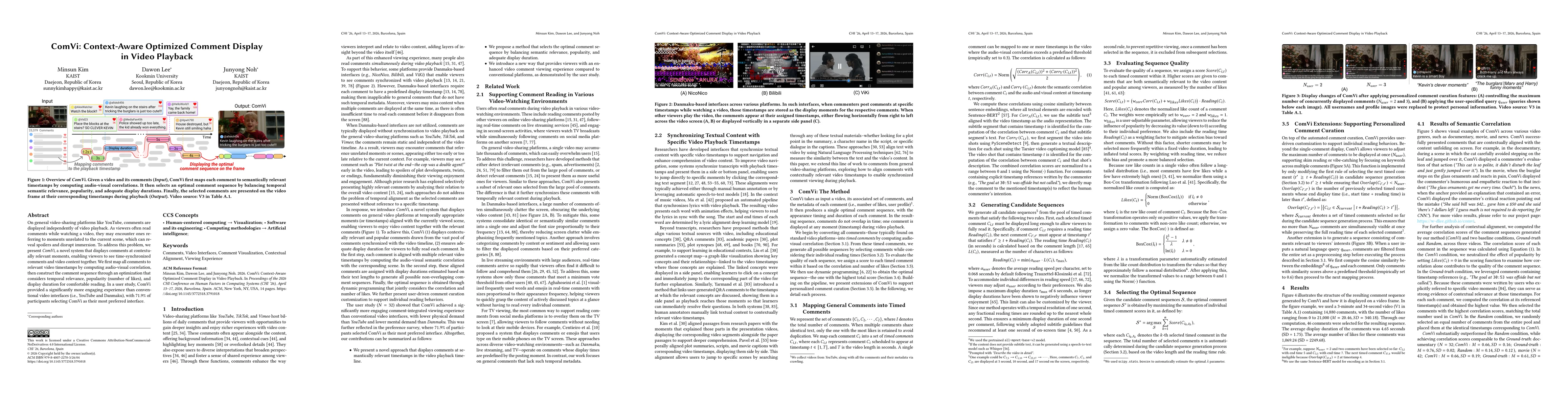 Thumbnail for ComVi: Context-Aware Optimized Comment Display in Video Playback