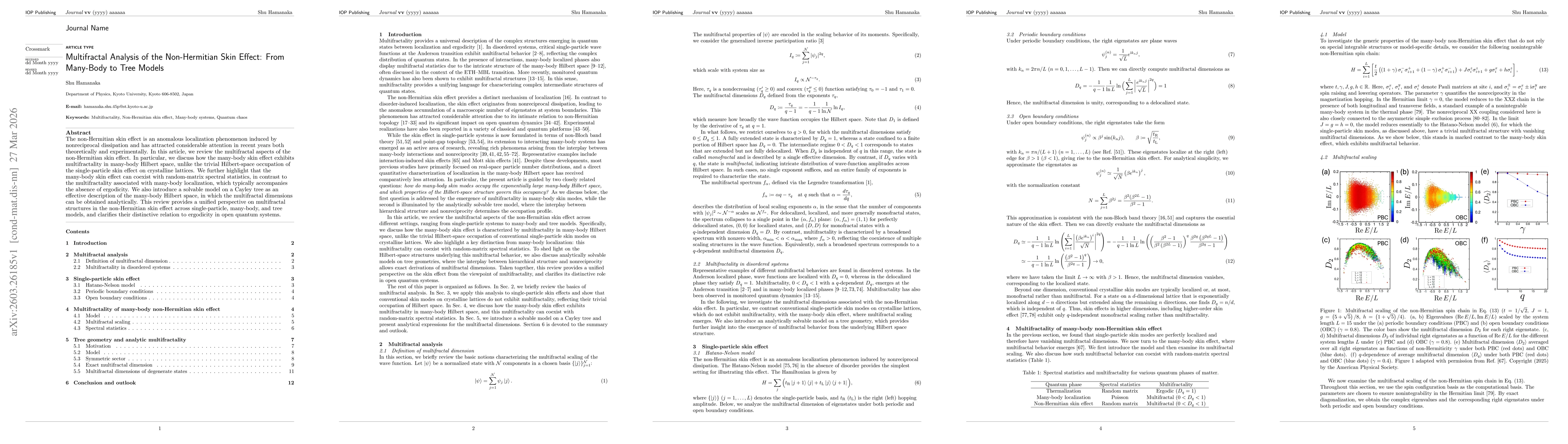 Thumbnail for Multifractal Analysis of the Non-Hermitian Skin Effect: From Many-Body to Tree Models