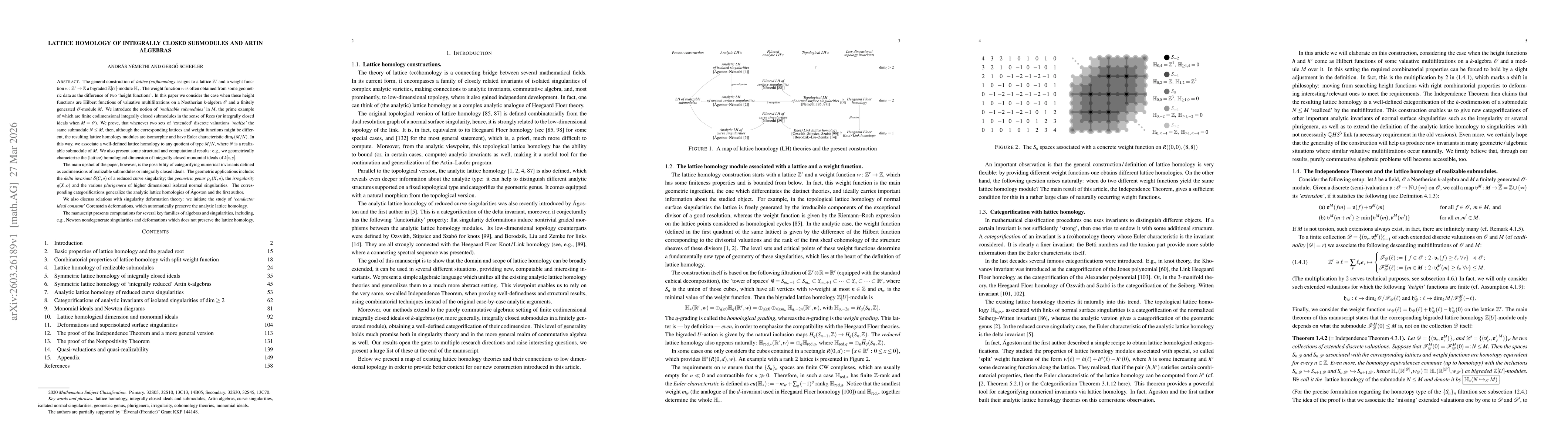 Thumbnail for Lattice homology of integrally closed submodules and Artin algebras