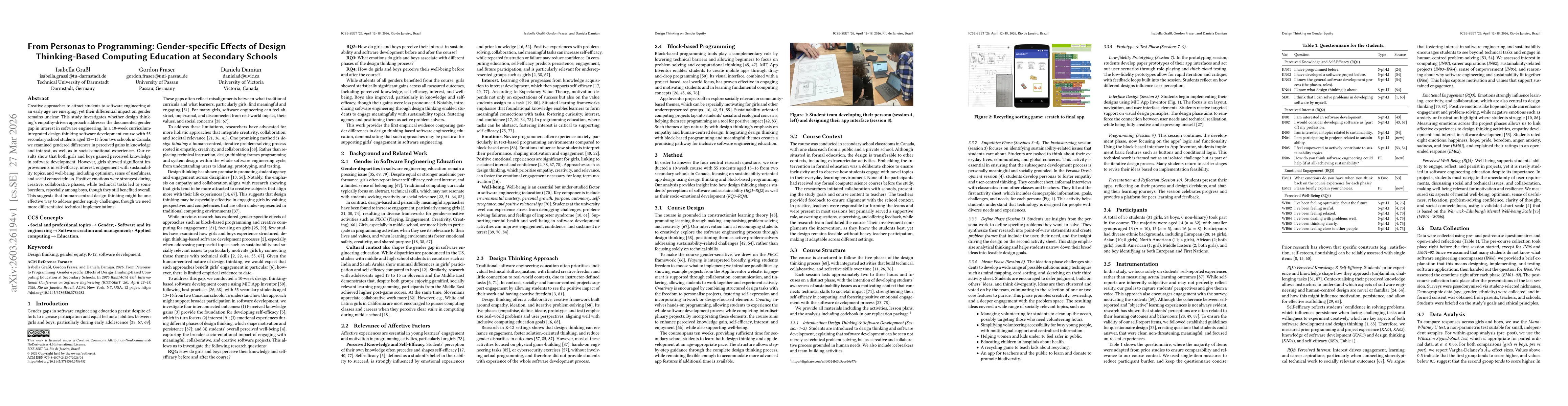 Thumbnail for From Personas to Programming: Gender-specific Effects of Design Thinking-Based Computing Education at Secondary Schools