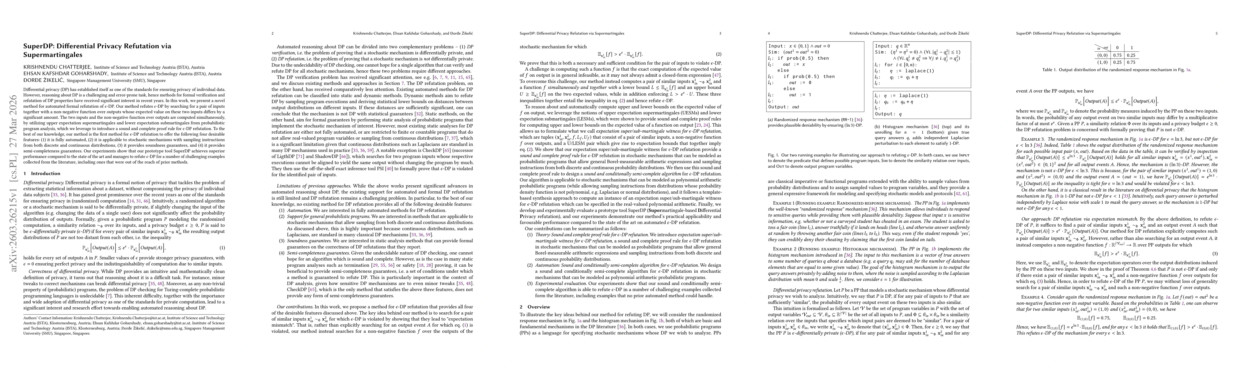 Thumbnail for SuperDP: Differential Privacy Refutation via Supermartingales