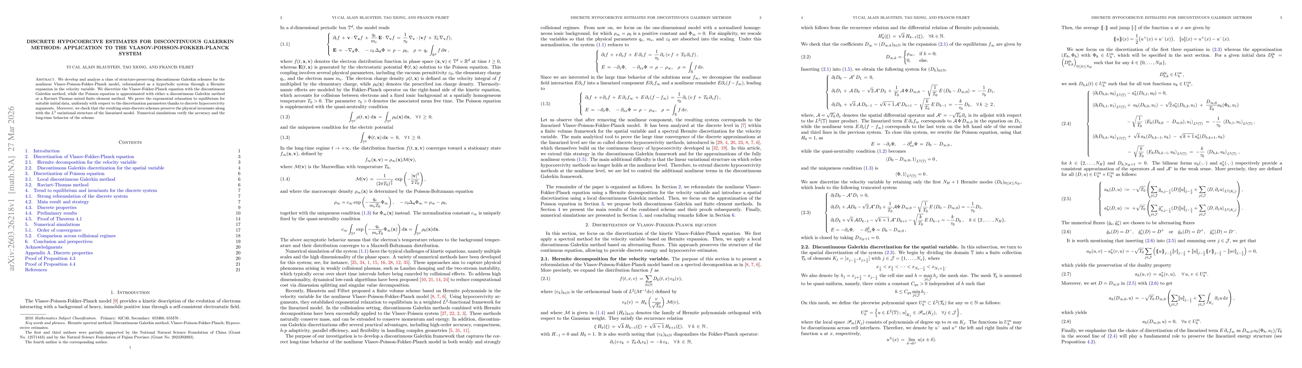Thumbnail for Discrete hypocoercive estimates for discontinuous Galerkin methods: application to the Vlasov-Poisson-Fokker-Planck system