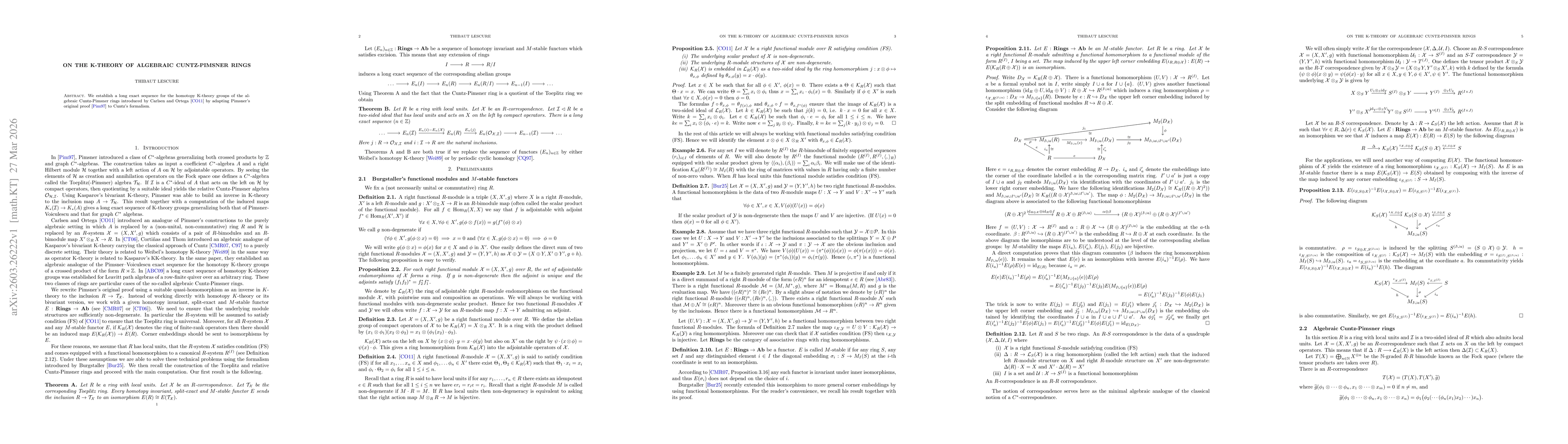 Thumbnail for On the K-theory of algebraic Cuntz-Pimsner rings