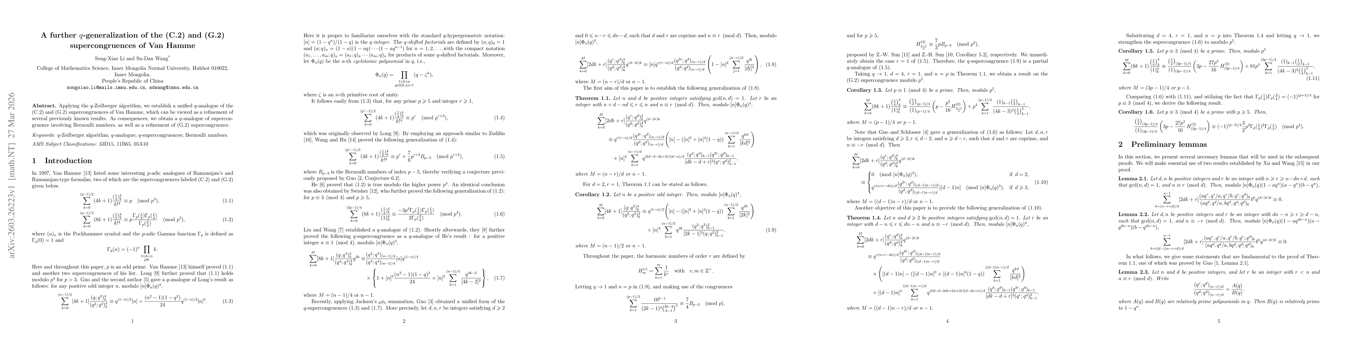 Thumbnail for A further $q$-generalization of the (C.2) and (G.2) supercongruences of Van Hamme
