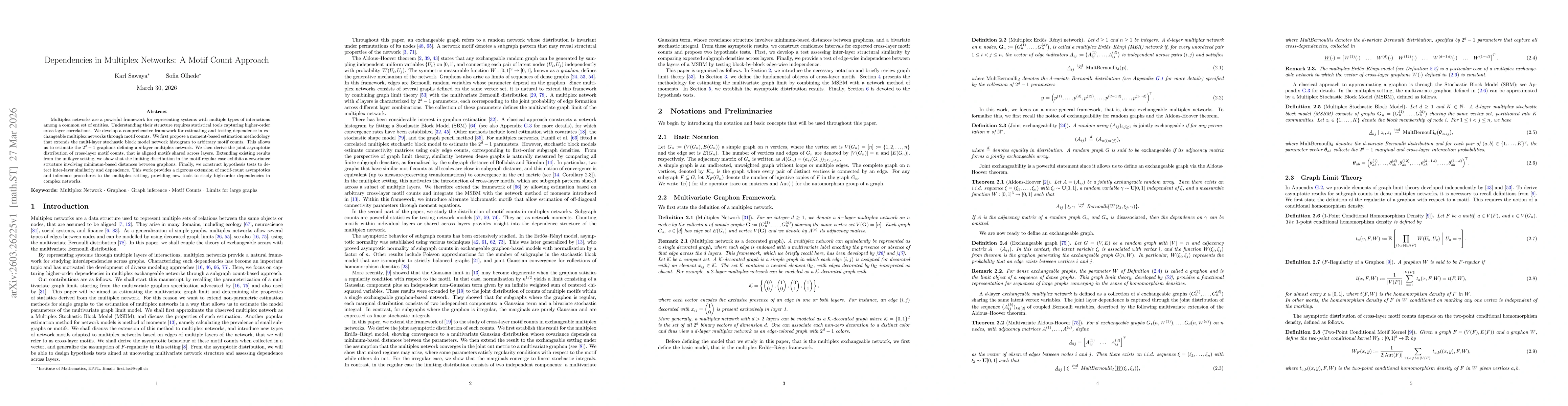 Thumbnail for Dependencies in Multiplex Networks: A Motif Count Approach