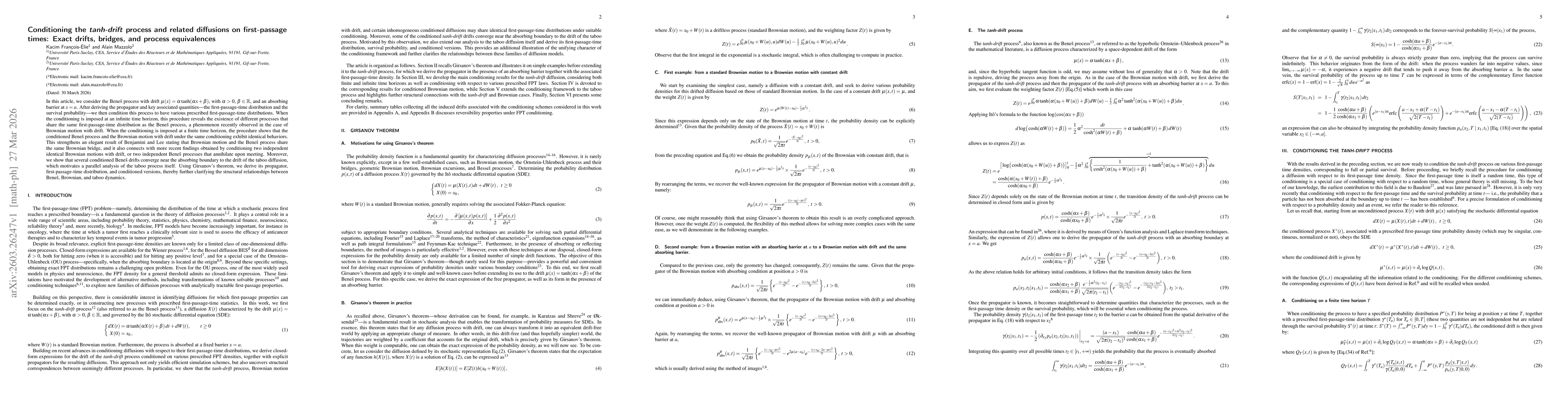 Thumbnail for Conditioning the tanh-drift process on first-passage times: Exact drifts, bridges, and process equivalences