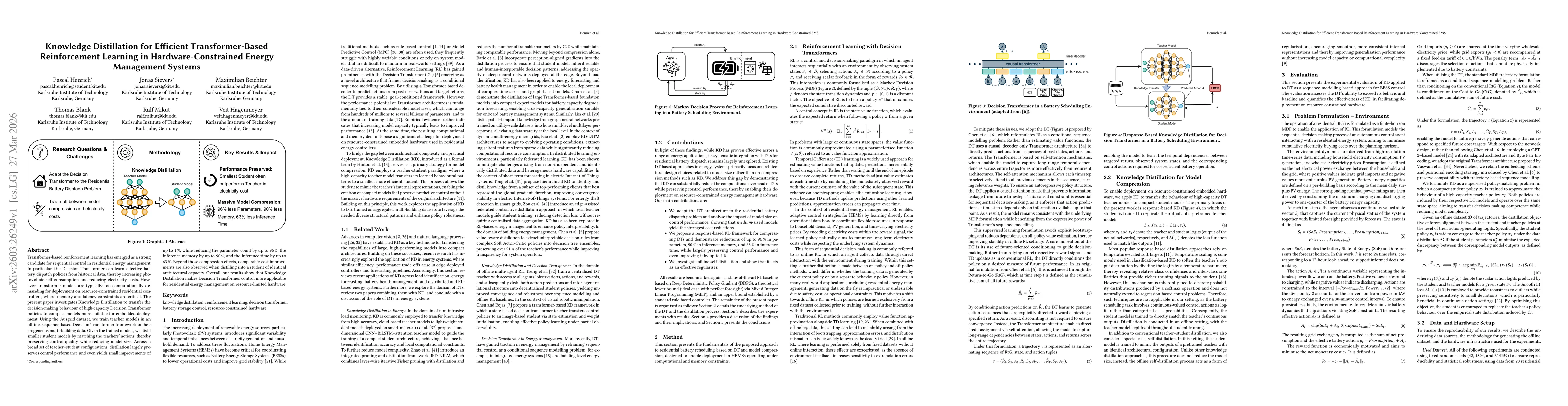 Thumbnail for Knowledge Distillation for Efficient Transformer-Based Reinforcement Learning in Hardware-Constrained Energy Management Systems