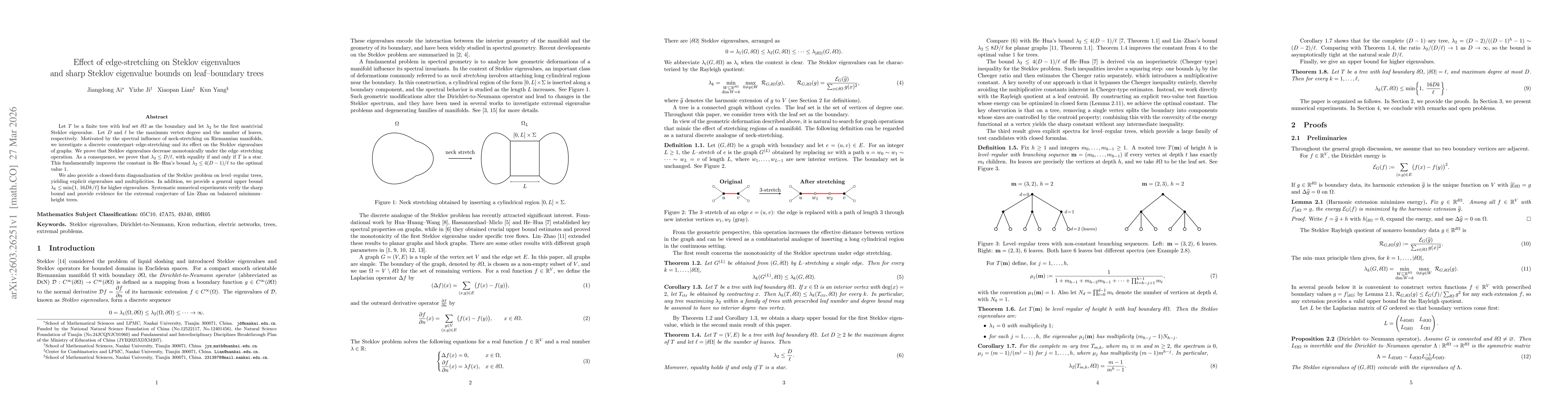 Thumbnail for Effect of edge-stretching on Steklov eigenvalues and sharp Steklov eigenvalue bounds on leaf--boundary trees