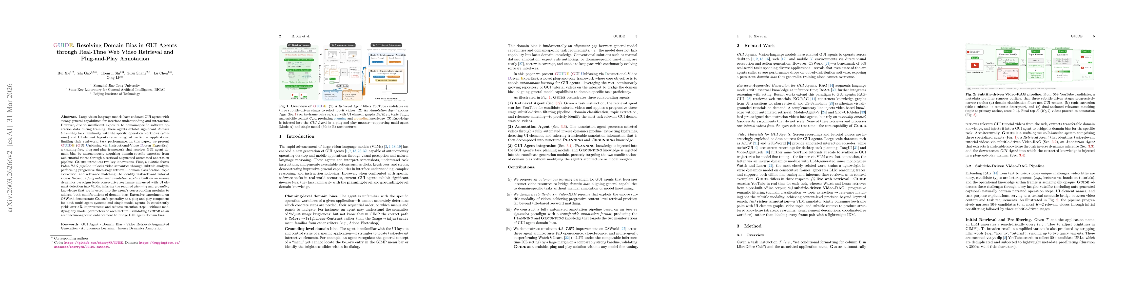 Thumbnail for GUIDE: Resolving Domain Bias in GUI Agents through Real-Time Web Video Retrieval and Plug-and-Play Annotation