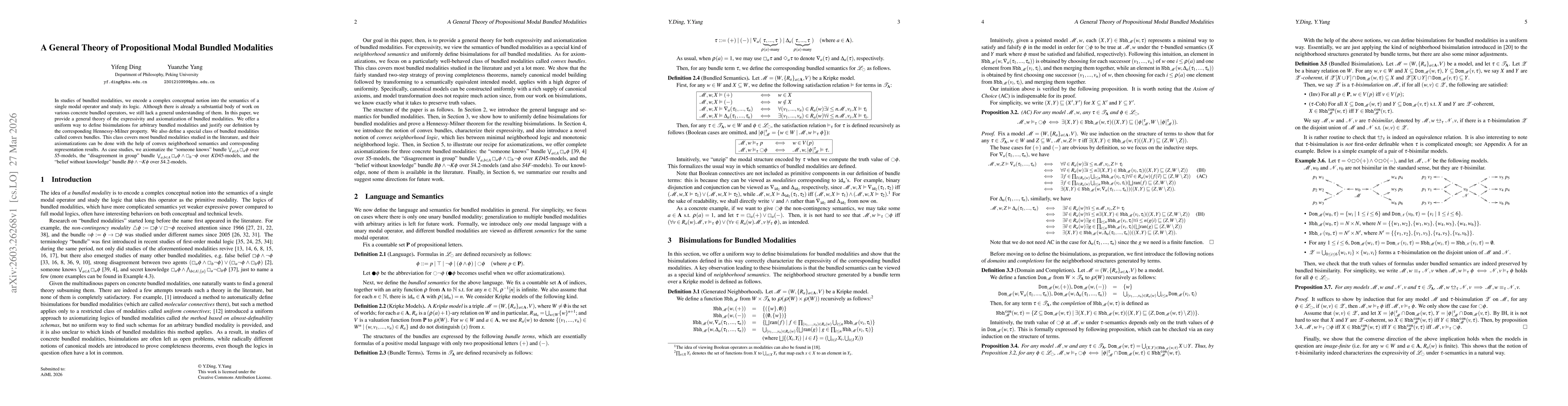 Thumbnail for A General Theory of Propositional Modal Bundled Modalities