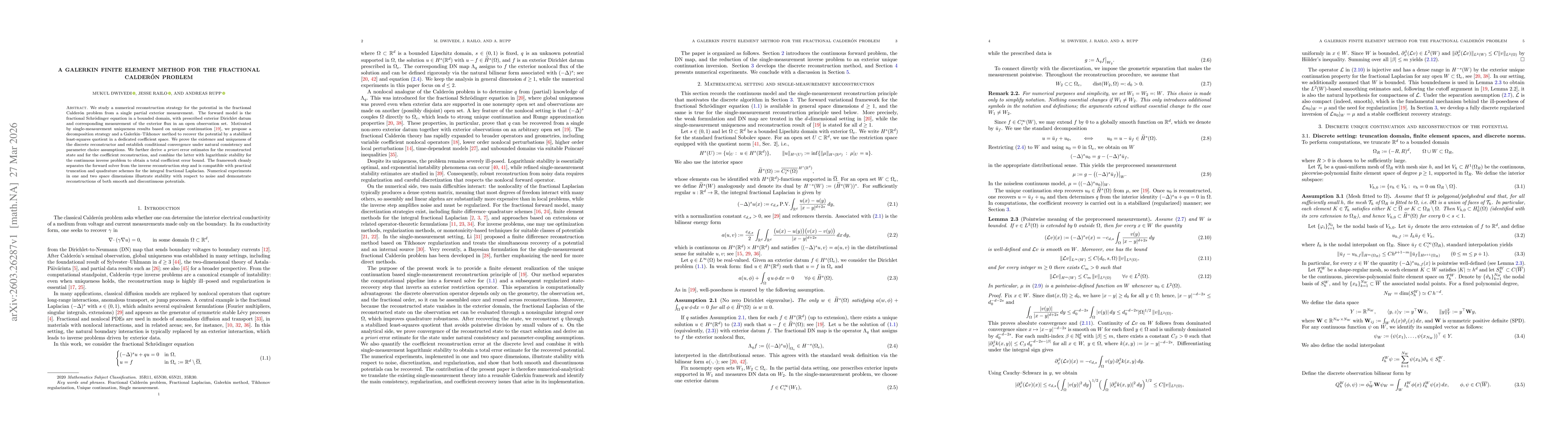 Thumbnail for A Galerkin Finite Element Method for the Fractional Calderón Problem