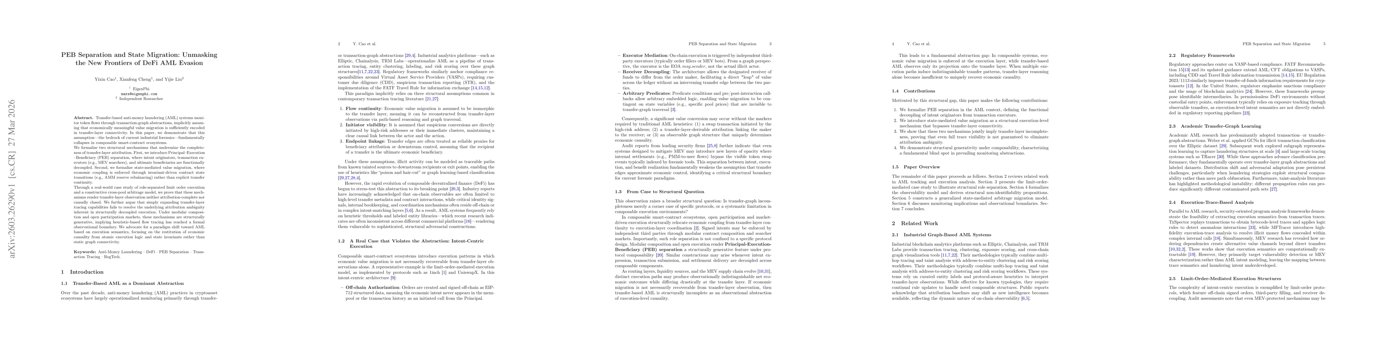 Thumbnail for PEB Separation and State Migration: Unmasking the New Frontiers of DeFi AML Evasion