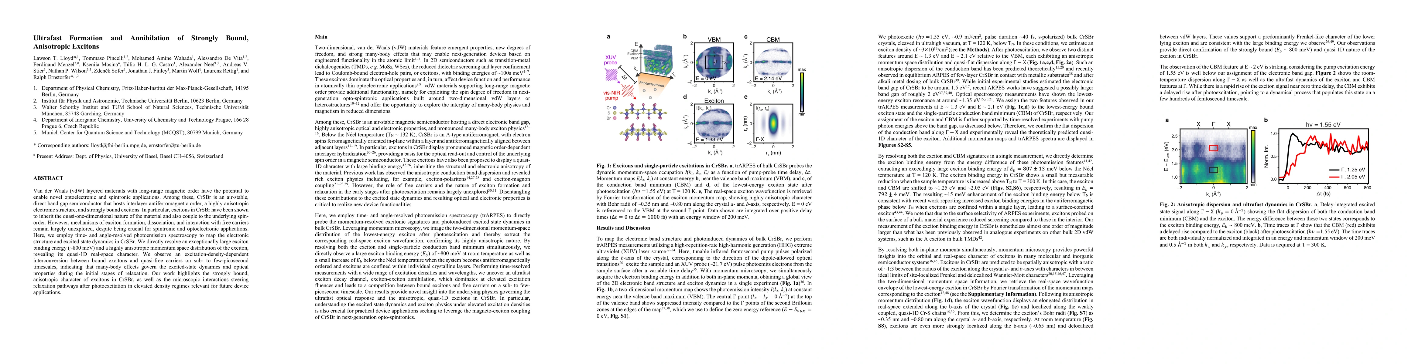 Thumbnail for Ultrafast Formation and Annihilation of Strongly Bound, Anisotropic Excitons