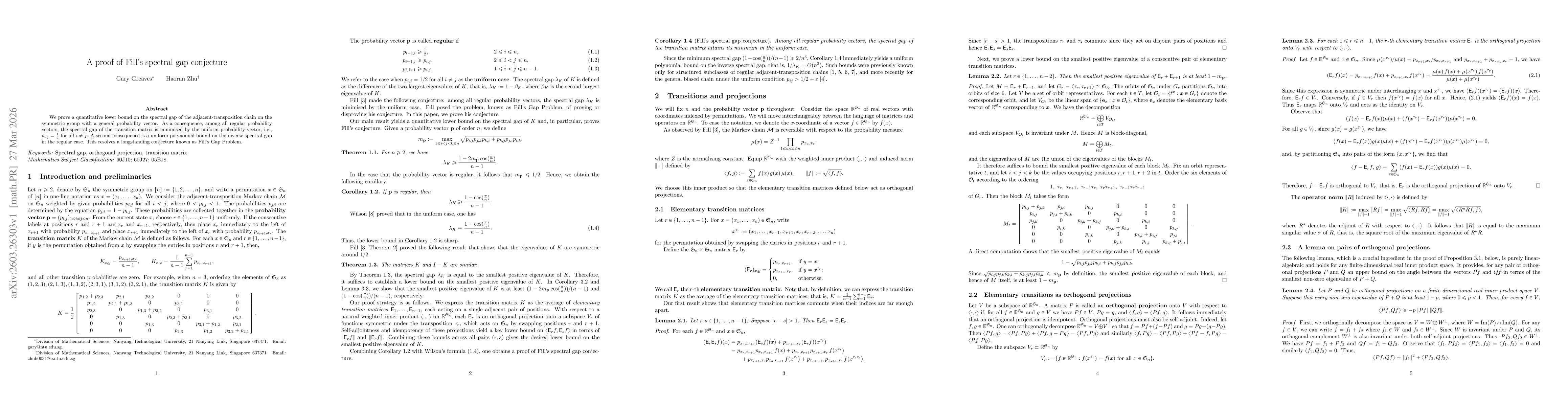 Thumbnail for A proof of Fill's spectral gap conjecture