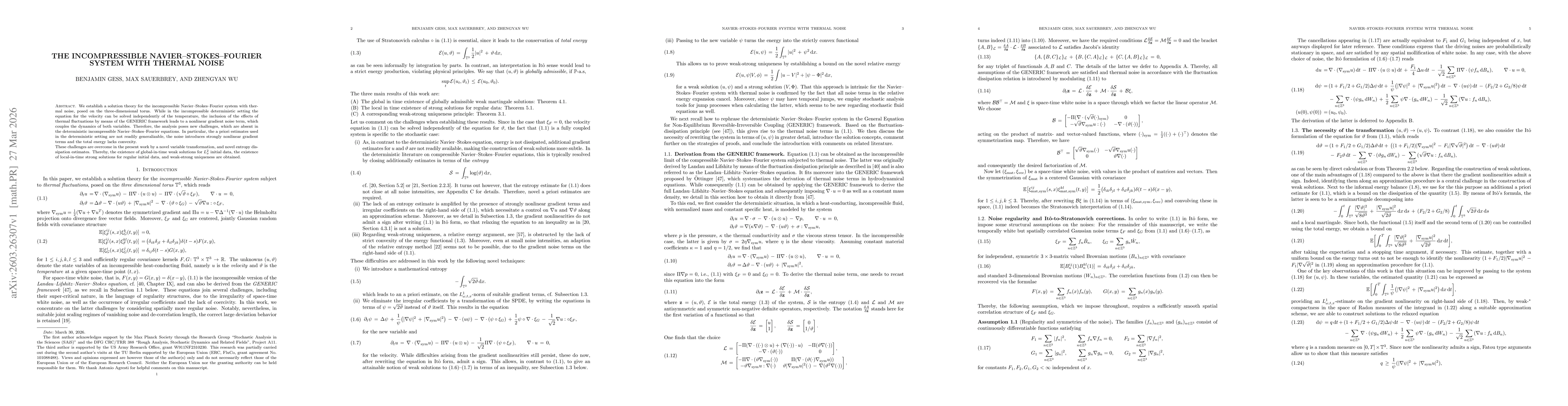 Thumbnail for The Incompressible Navier--Stokes--Fourier System with Thermal Noise
