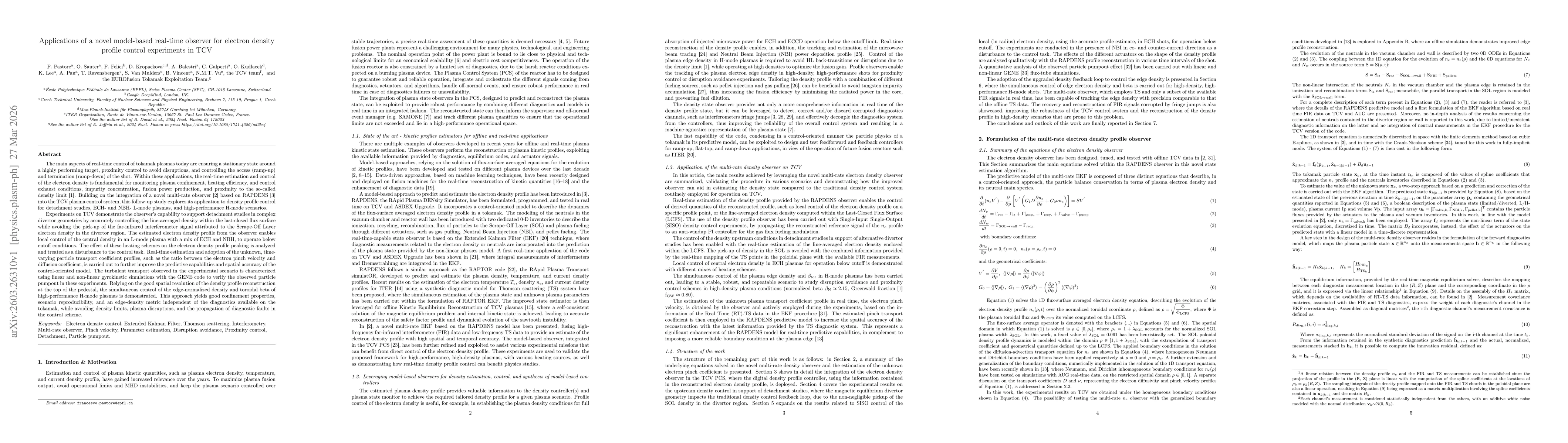 Thumbnail for Applications of a novel model-based real-time observer for electron density profile control experiments in TCV