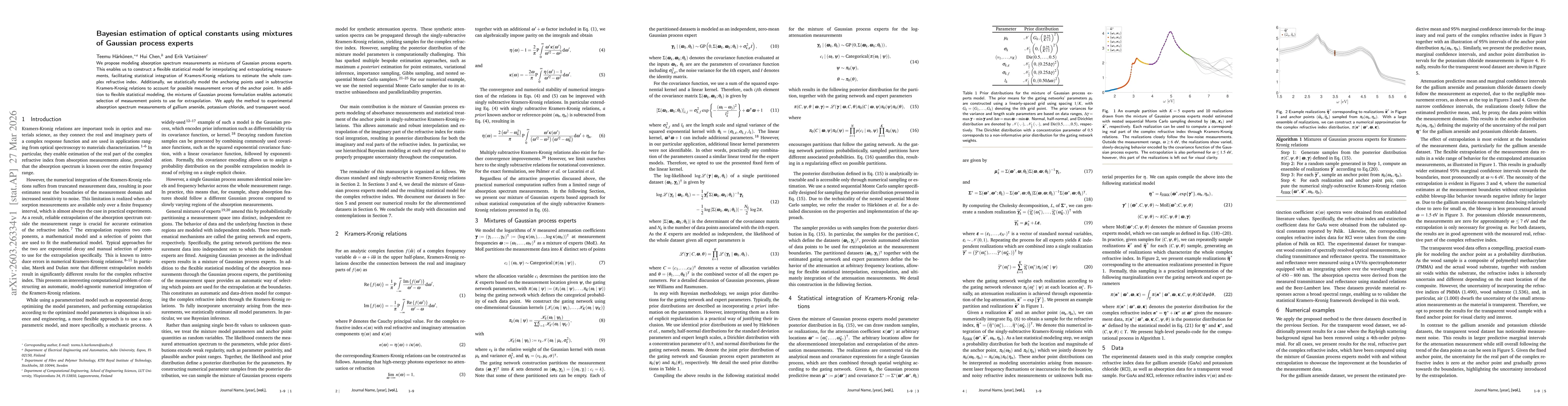 Thumbnail for Bayesian estimation of optical constants using mixtures of Gaussian process experts