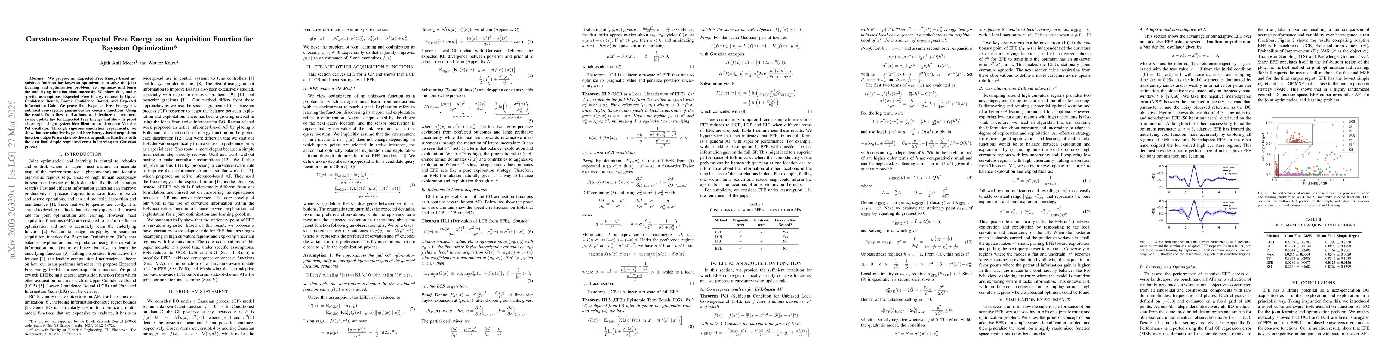 Thumbnail for Curvature-aware Expected Free Energy as an Acquisition Function for Bayesian Optimization