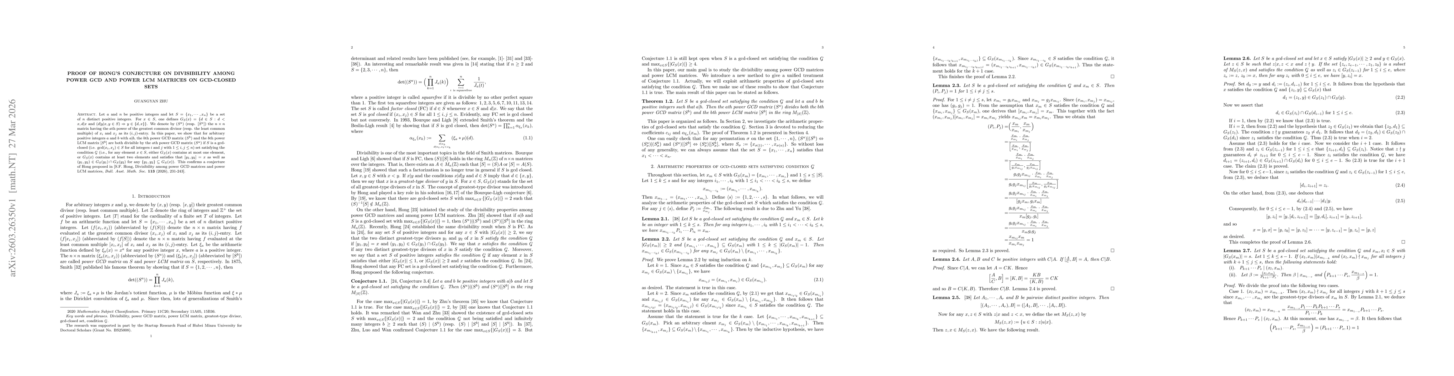 Thumbnail for Proof of Hong's conjecture on divisibility among power GCD and power LCM matrices on gcd-closed sets