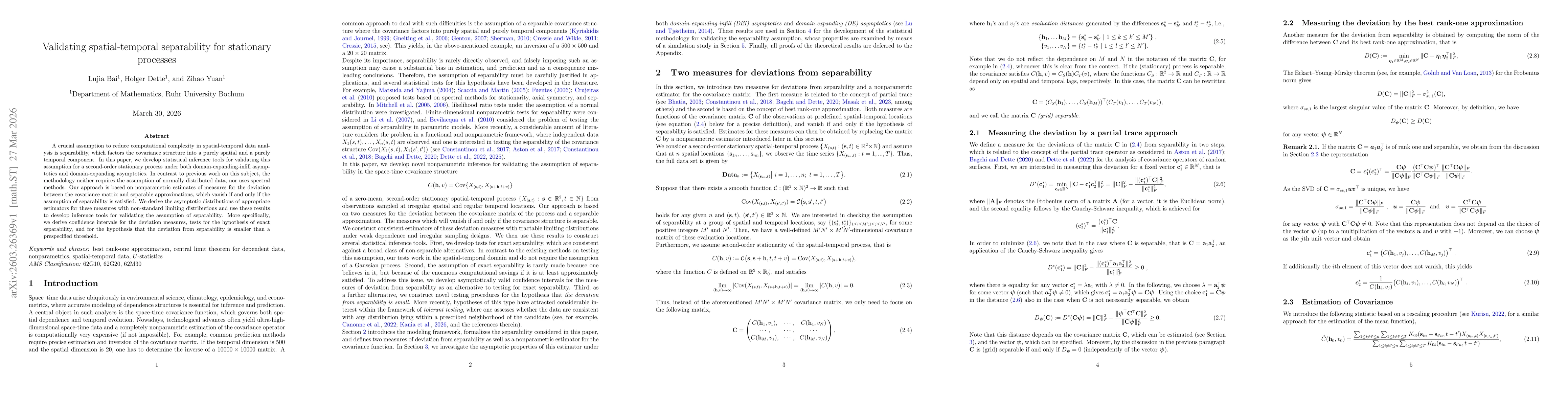 Thumbnail for Validating spatial-temporal separability for stationary processes