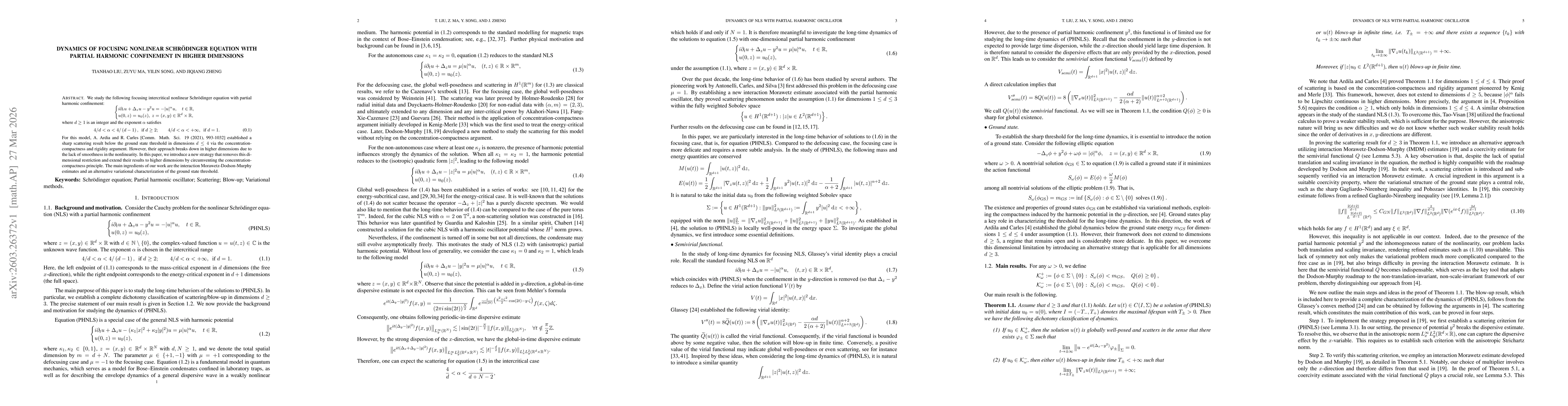 Thumbnail for Dynamics of focusing nonlinear Schrödinger equation with partial harmonic confinement in higher dimensions