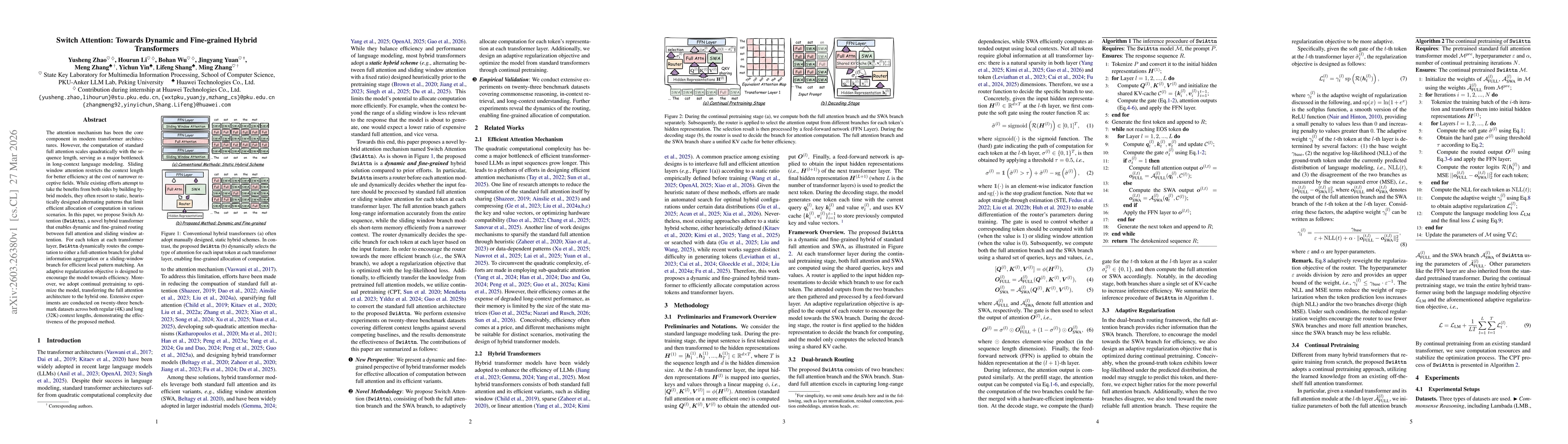 Thumbnail for Switch Attention: Towards Dynamic and Fine-grained Hybrid Transformers