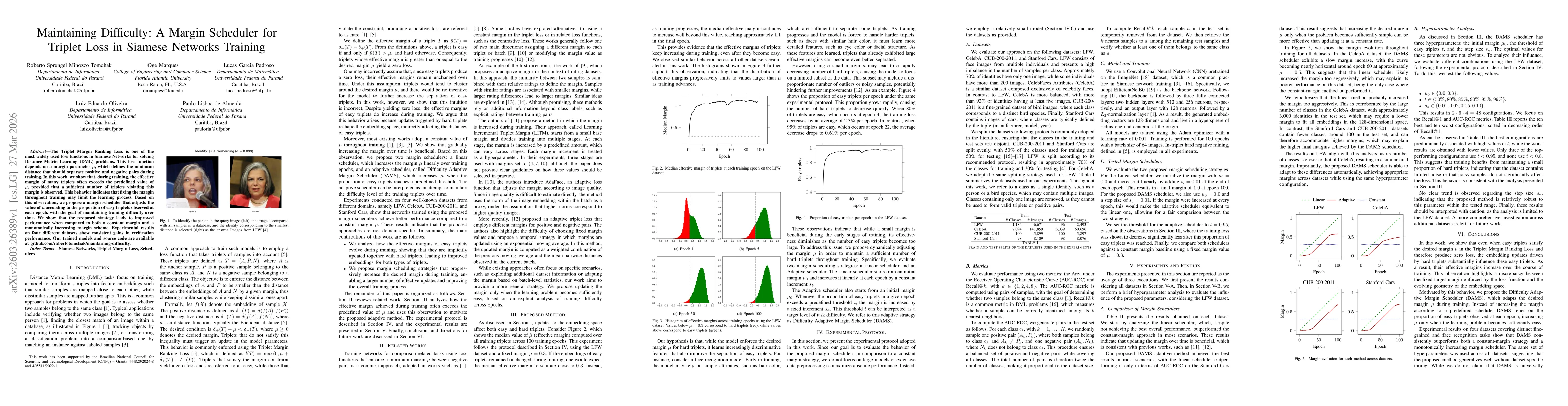 Thumbnail for Maintaining Difficulty: A Margin Scheduler for Triplet Loss in Siamese Networks Training