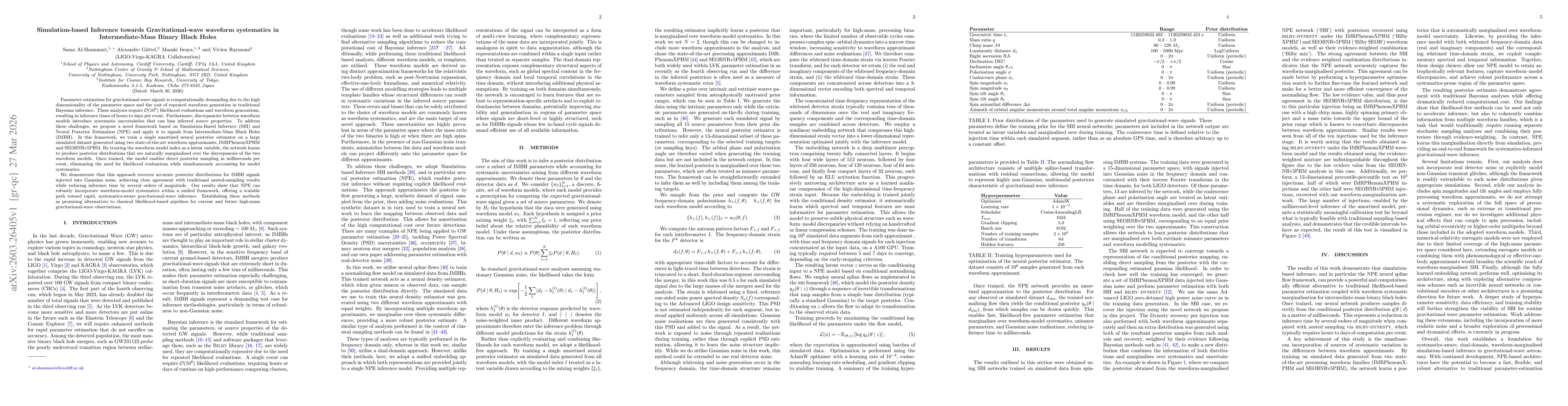 Thumbnail for Simulation-based Inference towards Gravitational-wave waveform systematics in Intermediate-Mass Binary Black Holes