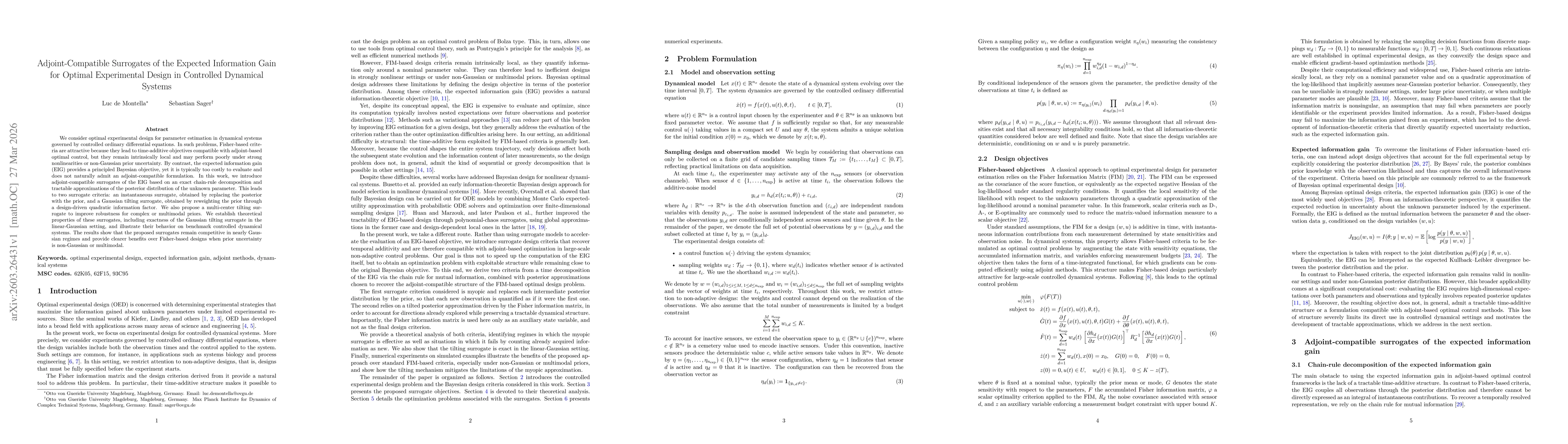 Thumbnail for Adjoint-Compatible Surrogates of the Expected Information Gain for Optimal Experimental Design in Controlled Dynamical Systems