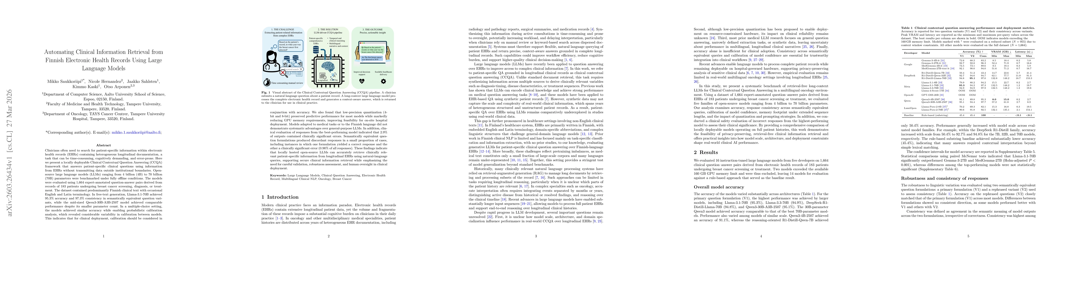 Thumbnail for Automating Clinical Information Retrieval from Finnish Electronic Health Records Using Large Language Models