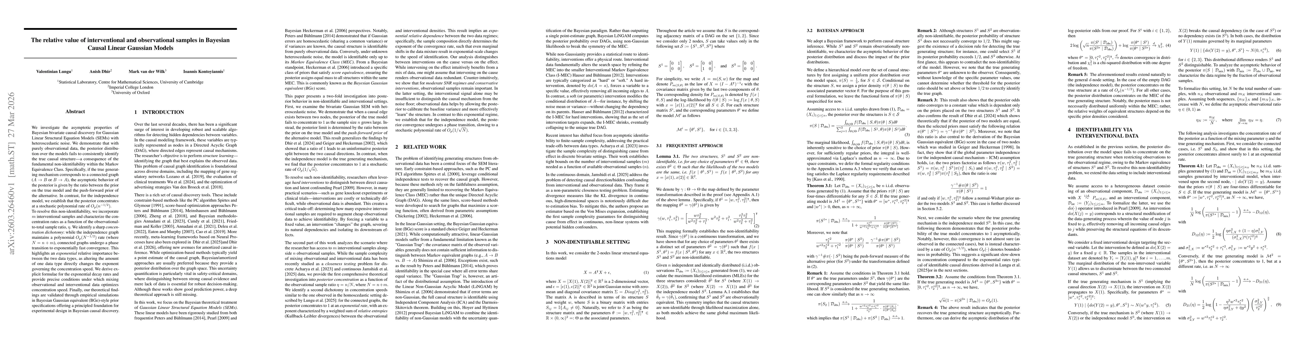 Thumbnail for The relative value of interventional and observational samples in Bayesian Causal Linear Gaussian Models
