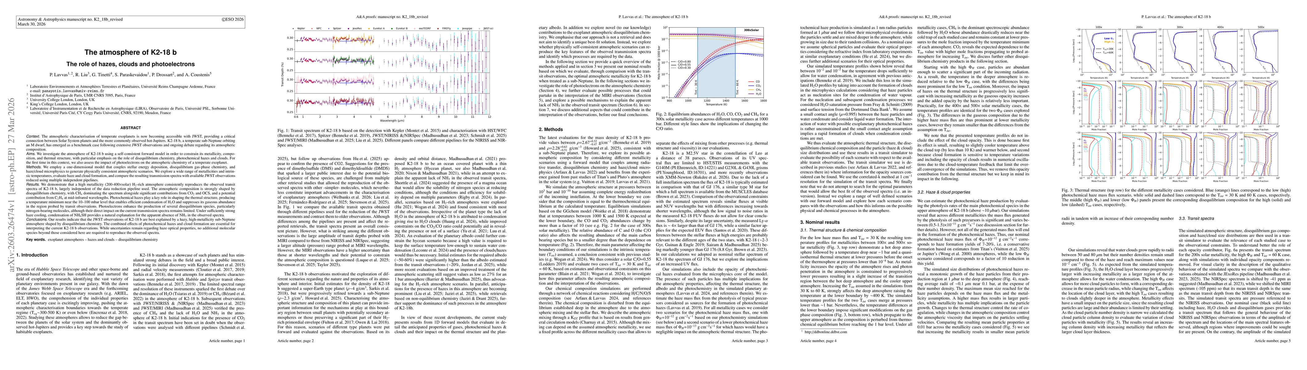 Thumbnail for The atmosphere of K2-18 b: The role of hazes, clouds and photoelectrons