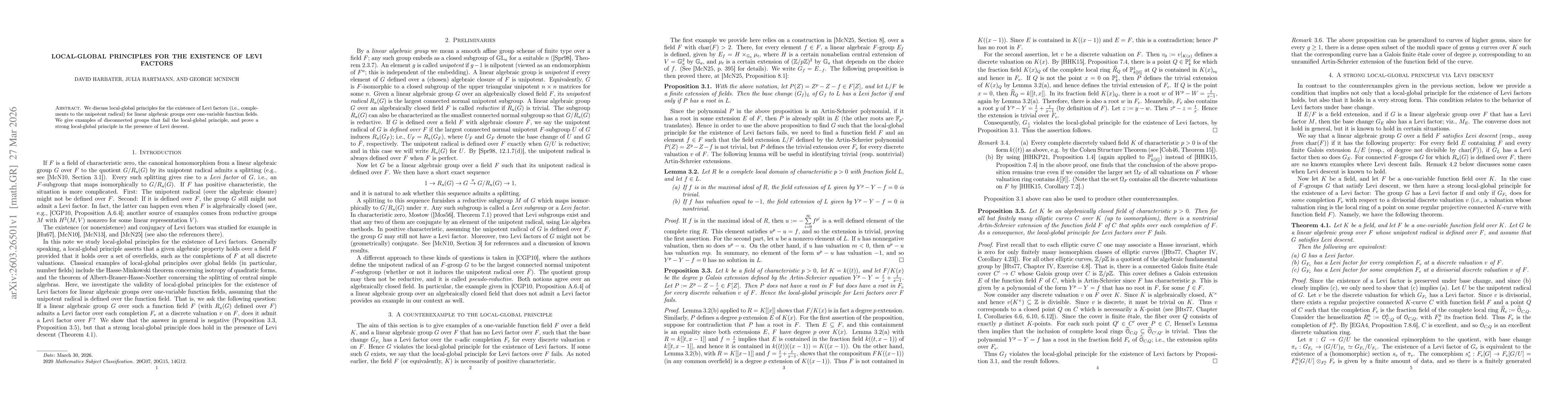 Thumbnail for Local-global principles for the existence of Levi factors